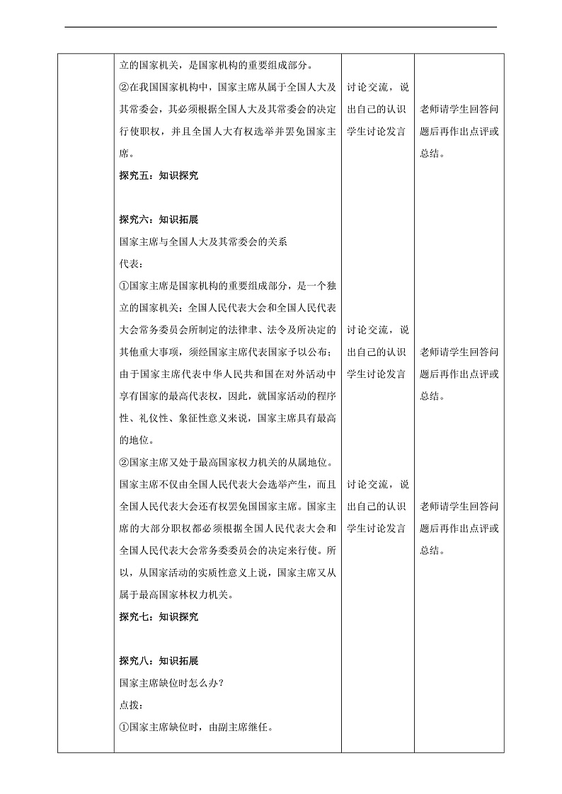 8.6.2《中华人民共和国主席》教学设计(核心素养目标)第3页