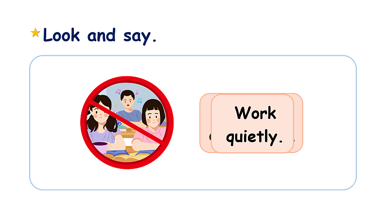人教PEP版英语五下 Unit 6《Work quietly!》PartB Let's learn&Look,match and say 课件第5页