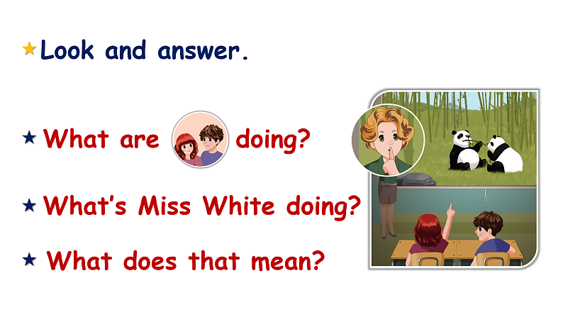 人教PEP版英语五下 Unit 6《Work quietly!》PartB Let's learn&Look,match and say 课件第6页