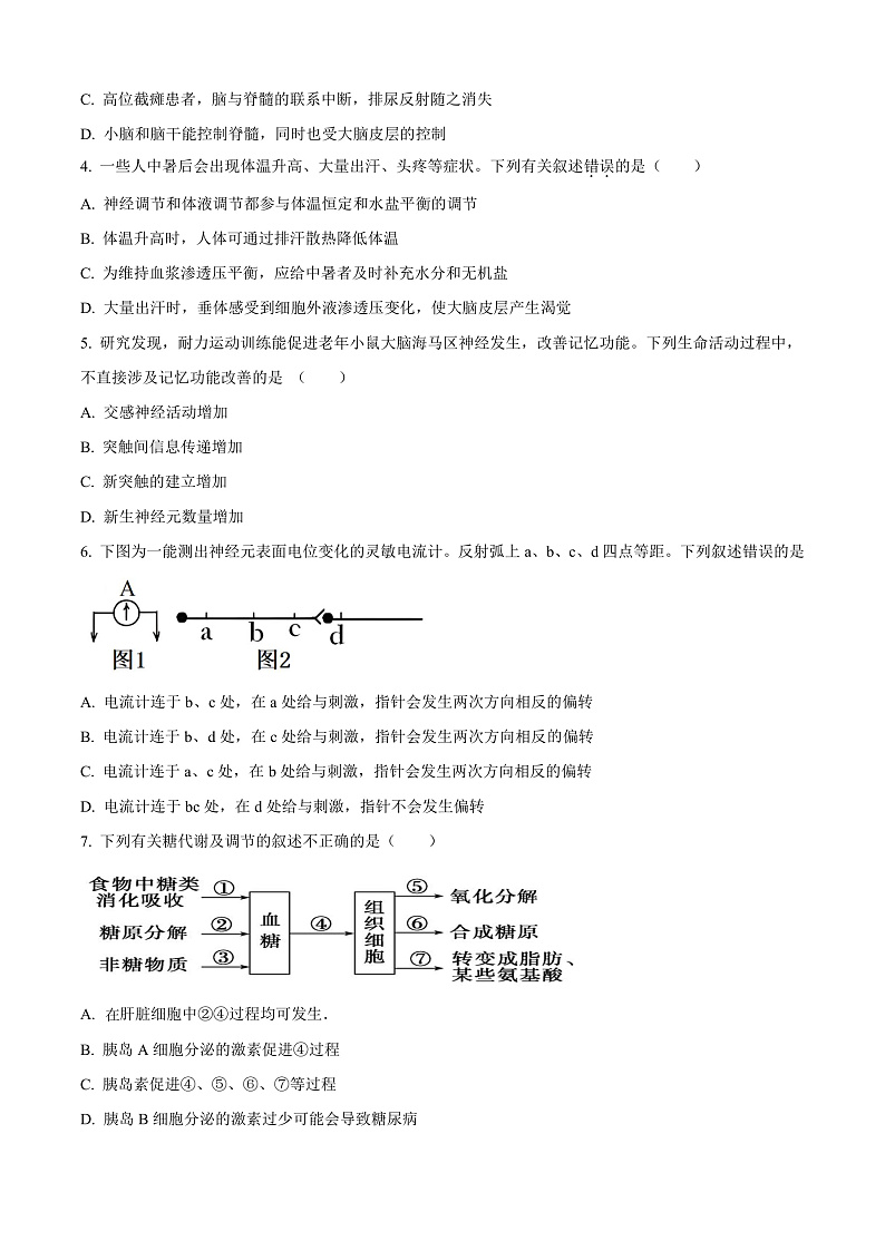 河南省驻马店市高二期中环际大联考2024-2025学年高二上学期11月期中生物试题无答案第2页