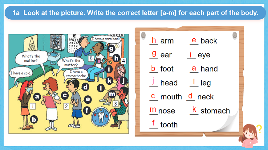 人教版英語八下 Unit 1 What's the matter 第1課時(shí) Section A 1a-2c 課件第8頁(yè)