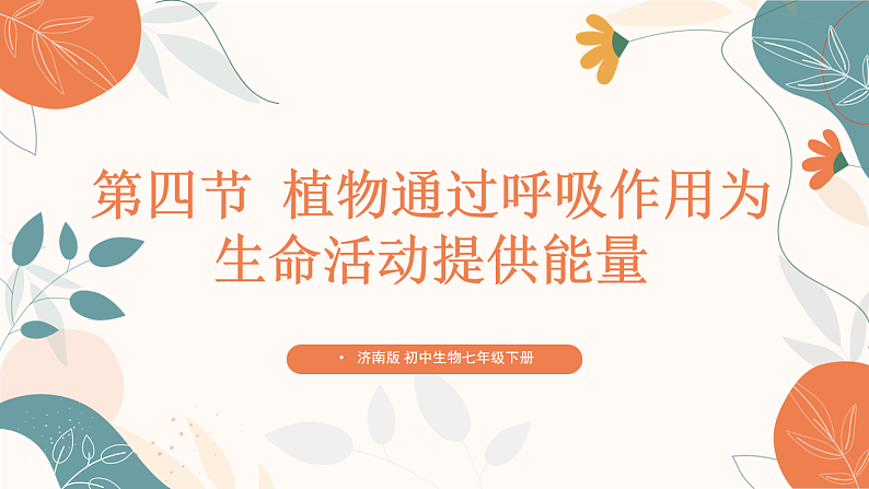 【核心素养目标】济南版初中生物七年级下册3.1.4《植物通过呼吸作用为生命活动提供能量》课件第1页