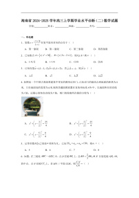 海南省2024-2025学年高三上学期学业水平诊断（二）数学试题