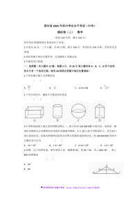 2025年贵州省中考(中考)数学模拟卷(三)试卷(含答案)
