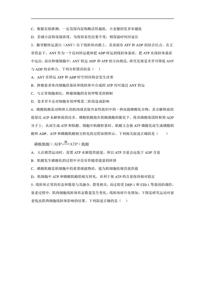 高中生物一轮复习第三单元细胞的能量供应和利用单元检测B卷含解析答案第2页