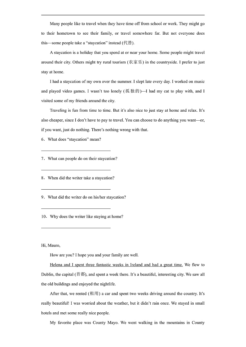 期中专题  任务型阅读(含解析) 仁爱版 八年级下册 英语题型专项练习第2页
