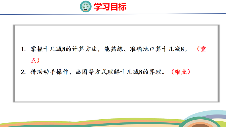 人教(2024)数学一下课件 第二单元 第三课时 十几减8第2页