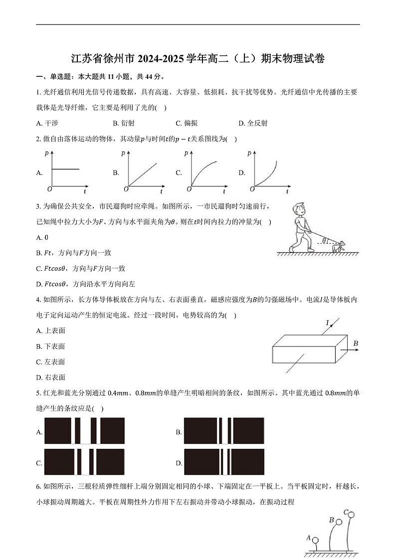 江苏省徐州市2024-2025学年高二(上)期末物理试卷第1页