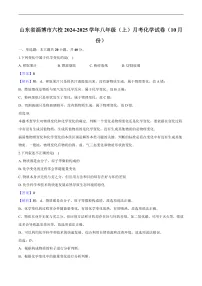 山东省淄博市六校2024-2025学年八年级（上）月考 化学试卷（10月份）（含解析）