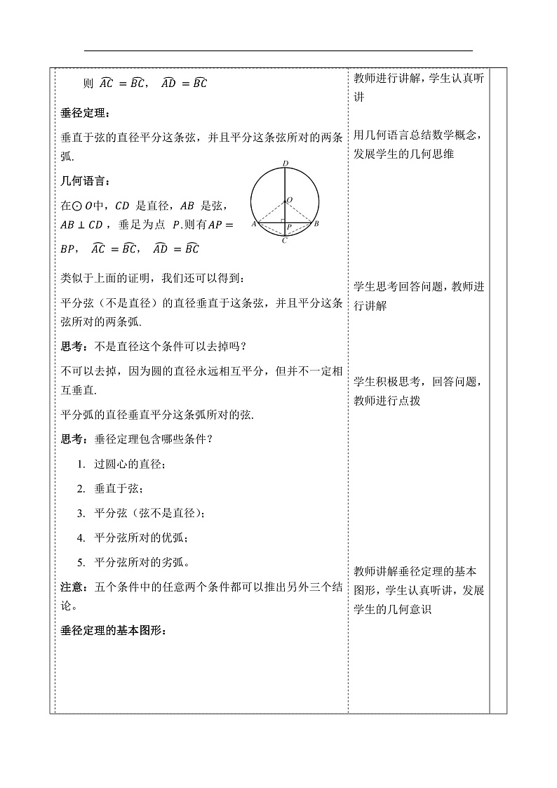 华师大版数学九年级下册27.1.2.2《垂径定理》教案第3页