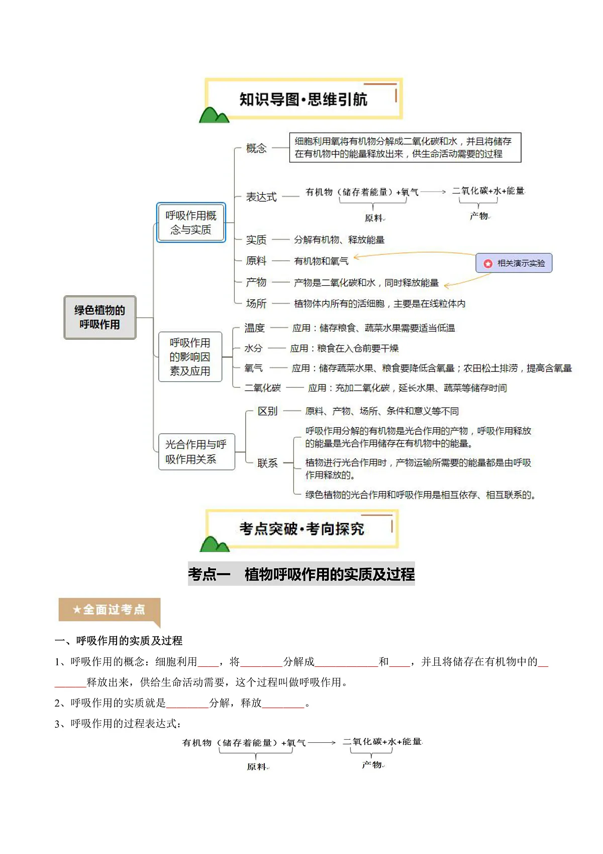 中考生物一轮复习 第09讲 绿色植物的呼吸作用(精研讲义)(原卷版)第2页