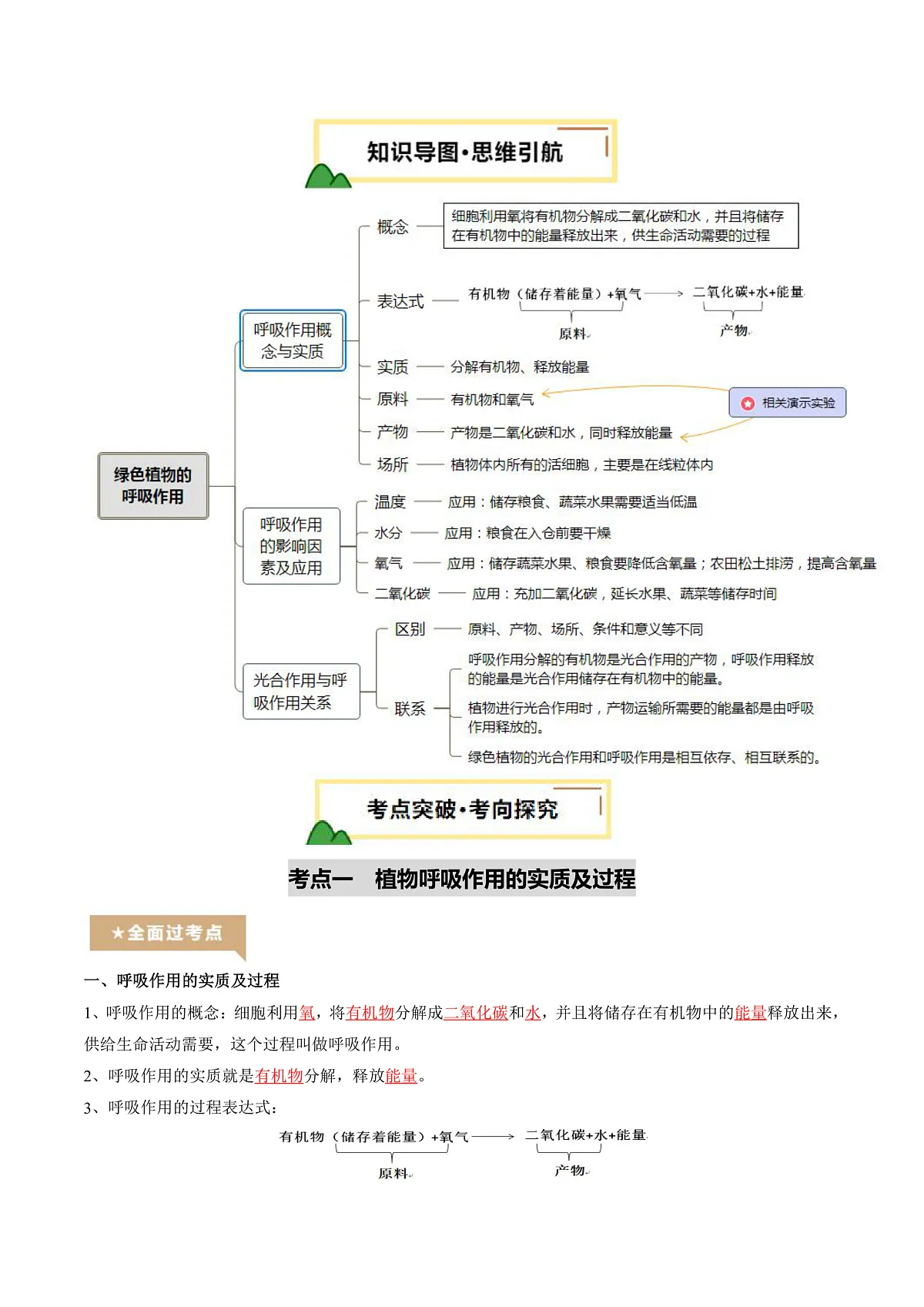 中考生物一轮复习 第09讲 绿色植物的呼吸作用(精研讲义)(解析版)第2页