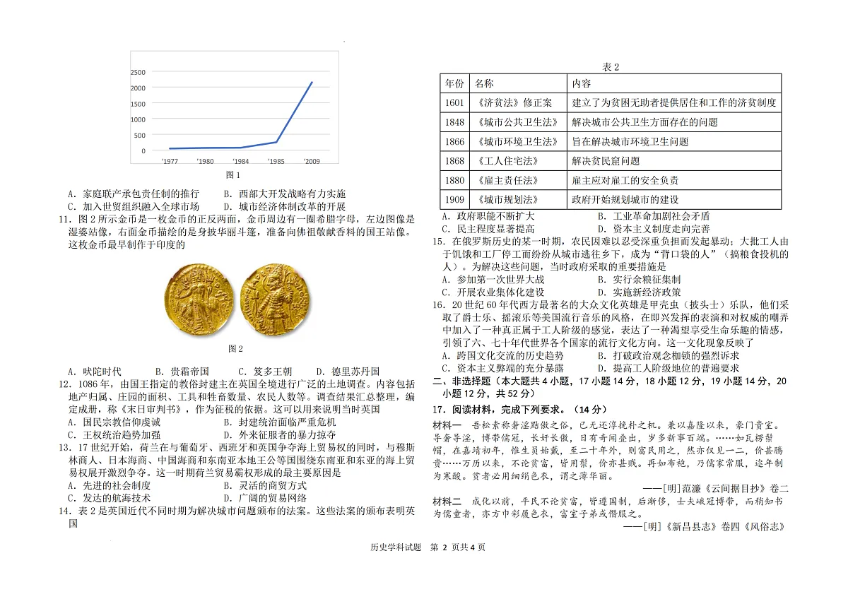黑龙江省龙东高中十校联盟2025届高三下学期2月适应性考试-历史试题+答案第2页