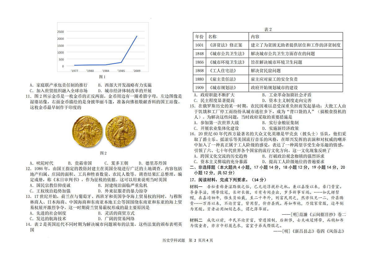 黑龙江省龙东高中十校联盟2025届高三下学期2月适应性考试-历史试题+答案第2页