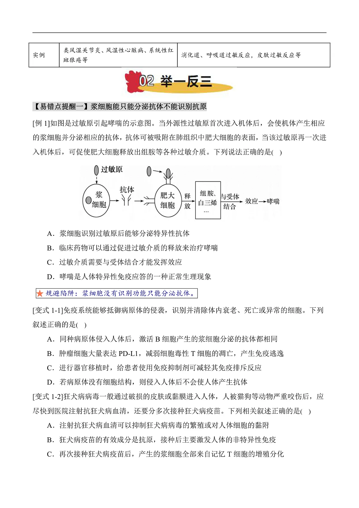 易错点12 免疫调节的易错考题(3大陷阱)-备战2025年高考生物考试易错题(新高考通用)(原卷版)第3页