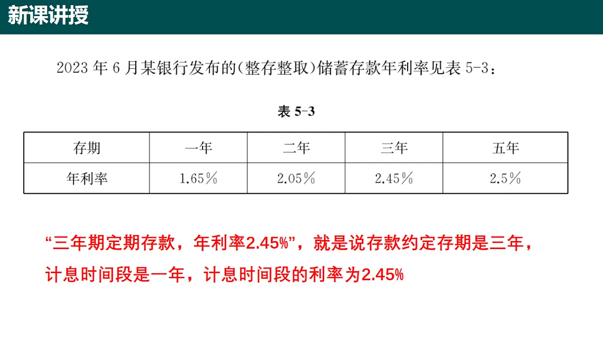 5.2.2 百分数的应用(第四课时 储蓄问题 )课件-2024-2025学年六年级数学下册(沪教版五四制2024)第5页