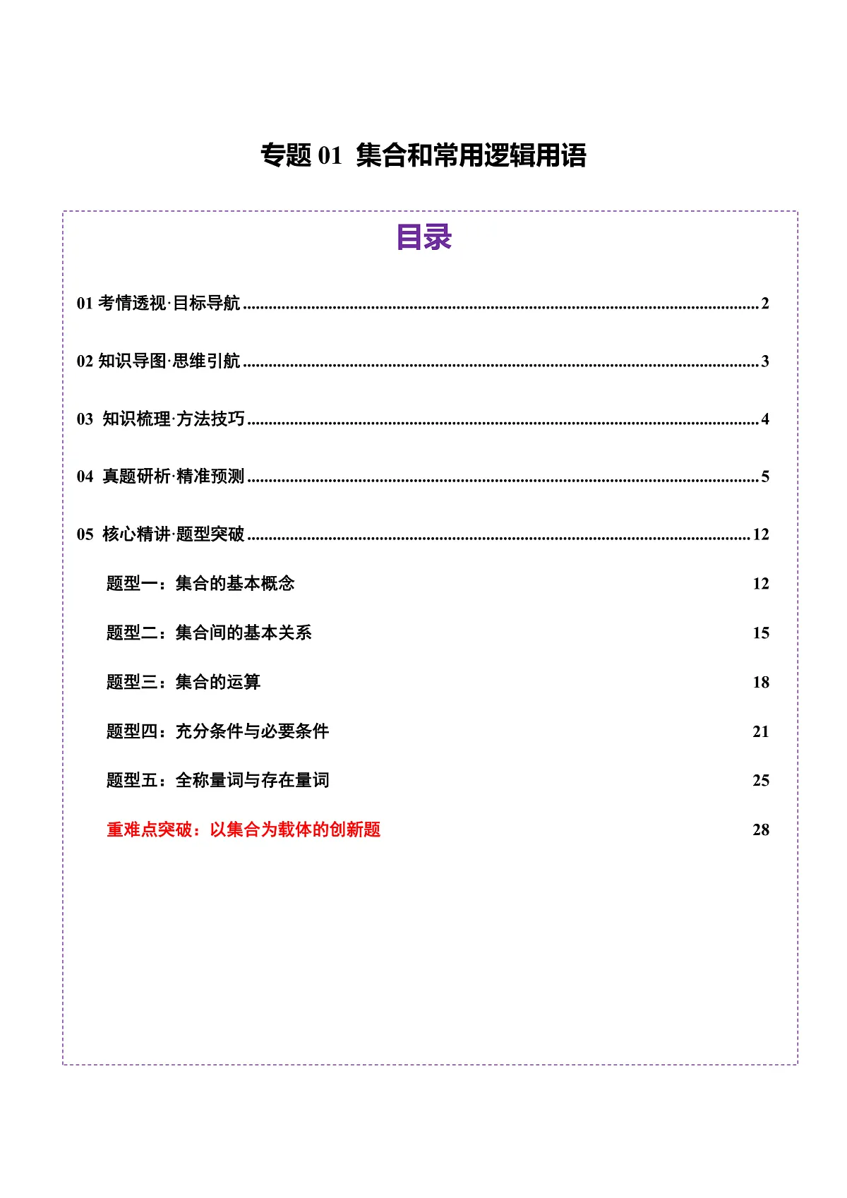 专题01 集合和常用逻辑用语(6大题型)讲义-2025年高考数学 热点 重点 难点 专练(上海专用)(解析版)第1页