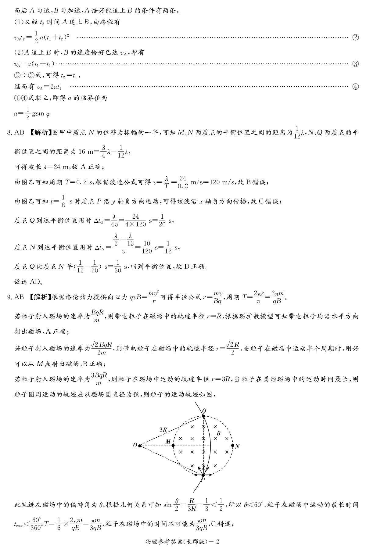 湖南长郡中学 2025 届高三月考试卷(七)物理答案第2页