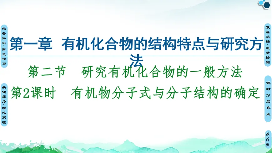 第1章 第2节 第2课时 有机物分子式与分子结构的确定 课件【新教材】人教版(2019)高中化学选择性必修3第1页