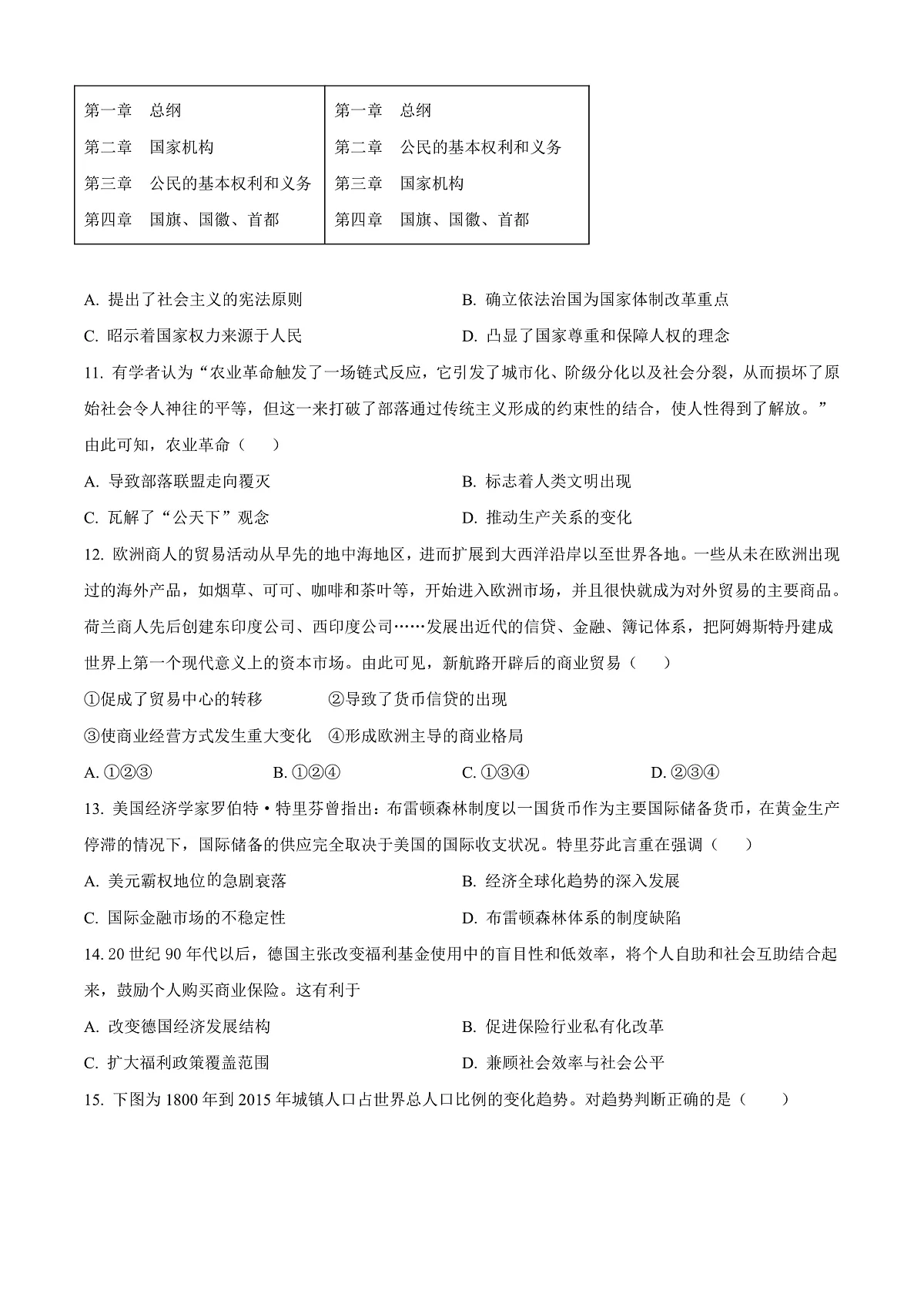 天津市河西区2024-2025学年高二上学期期末考试历史试题 Word版无答案第3页