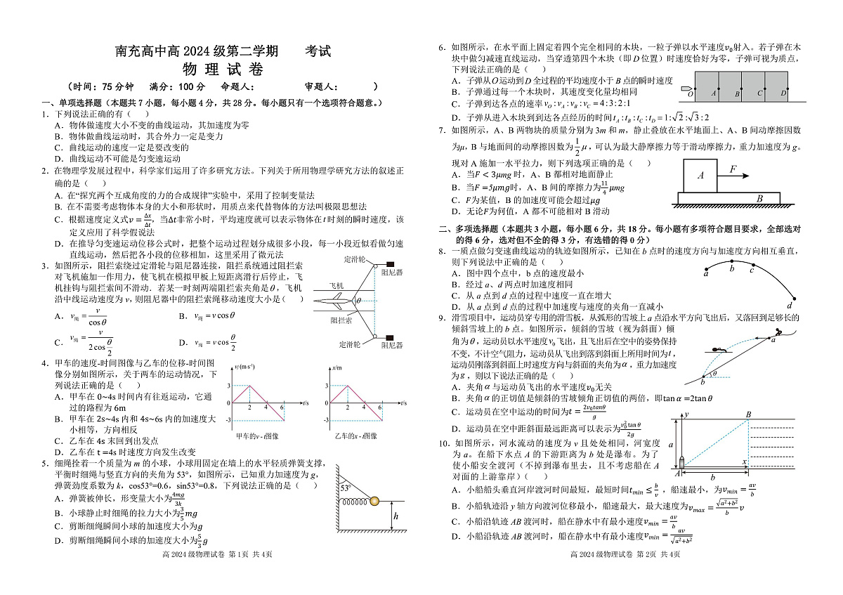 高2024级物理试题(1)第1页