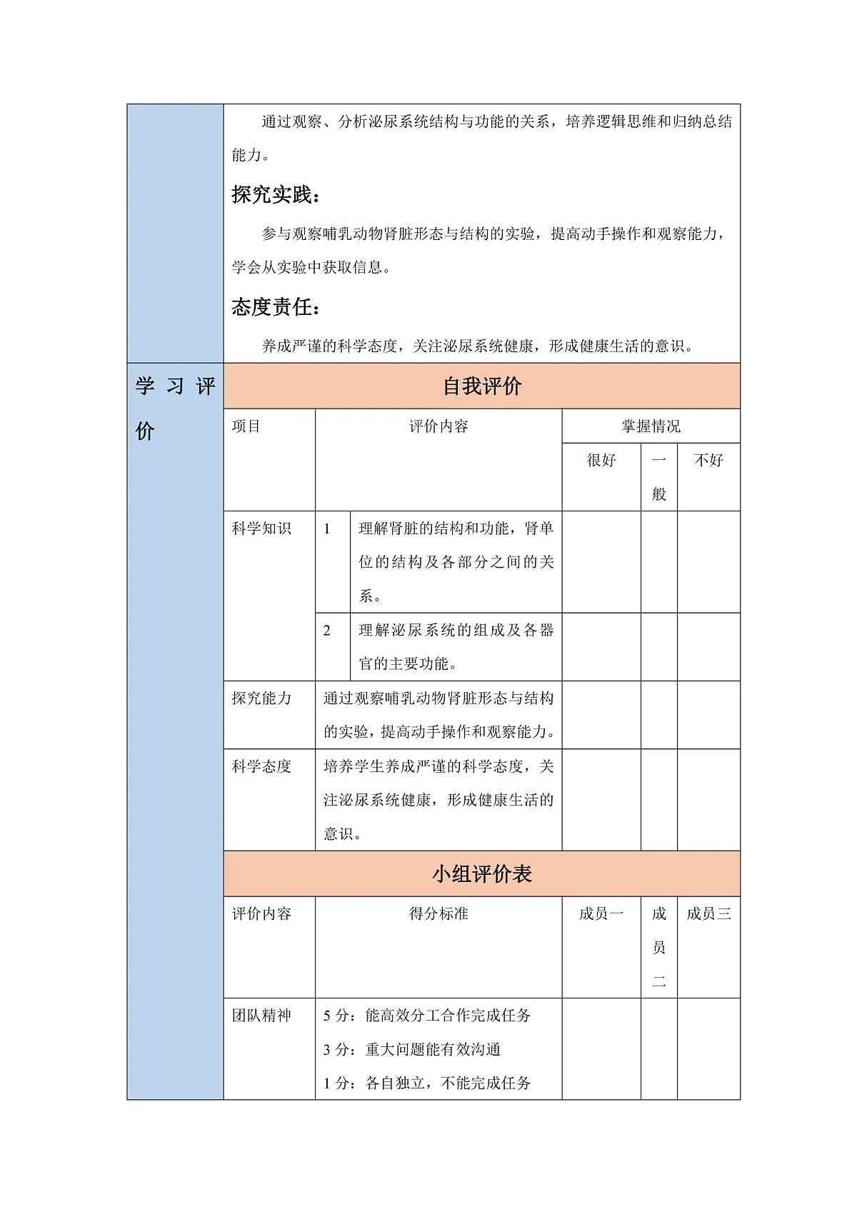 【核心素养】冀少版生物七下3.4.1泌尿系统的组成 教学设计第2页