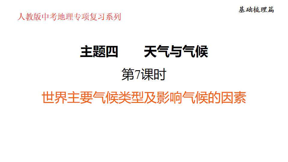 2025年初中地理会考专项复习课件 第7课时 世界主要气候类型及影响气候的因素第1页