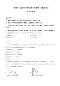 2025届江苏省南京市、盐城市高三下学期第一次模拟考试物理试题  （解析版）