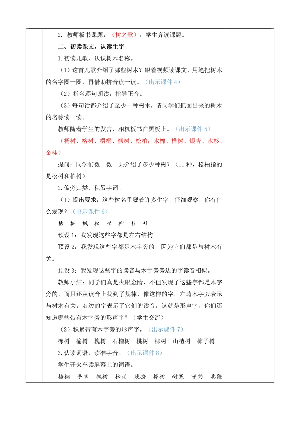 【核心素养】部编版小学语文二年级上册识字2 树之歌教案(含教学反思)第3页
