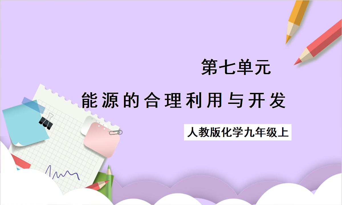 人教版(2024)化学九上 第七单元《能源的合理利用与开发》单元复习课件第1页