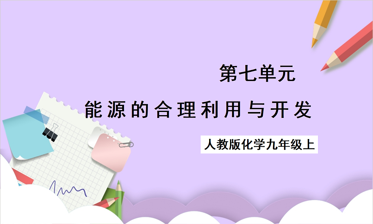 人教版(2024)化学九上 第七单元《能源的合理利用与开发》单元解读课件第1页