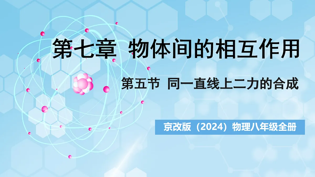 京改版(2024)物理八年级全册7.5《同一直线上二力的合成》课件第1页