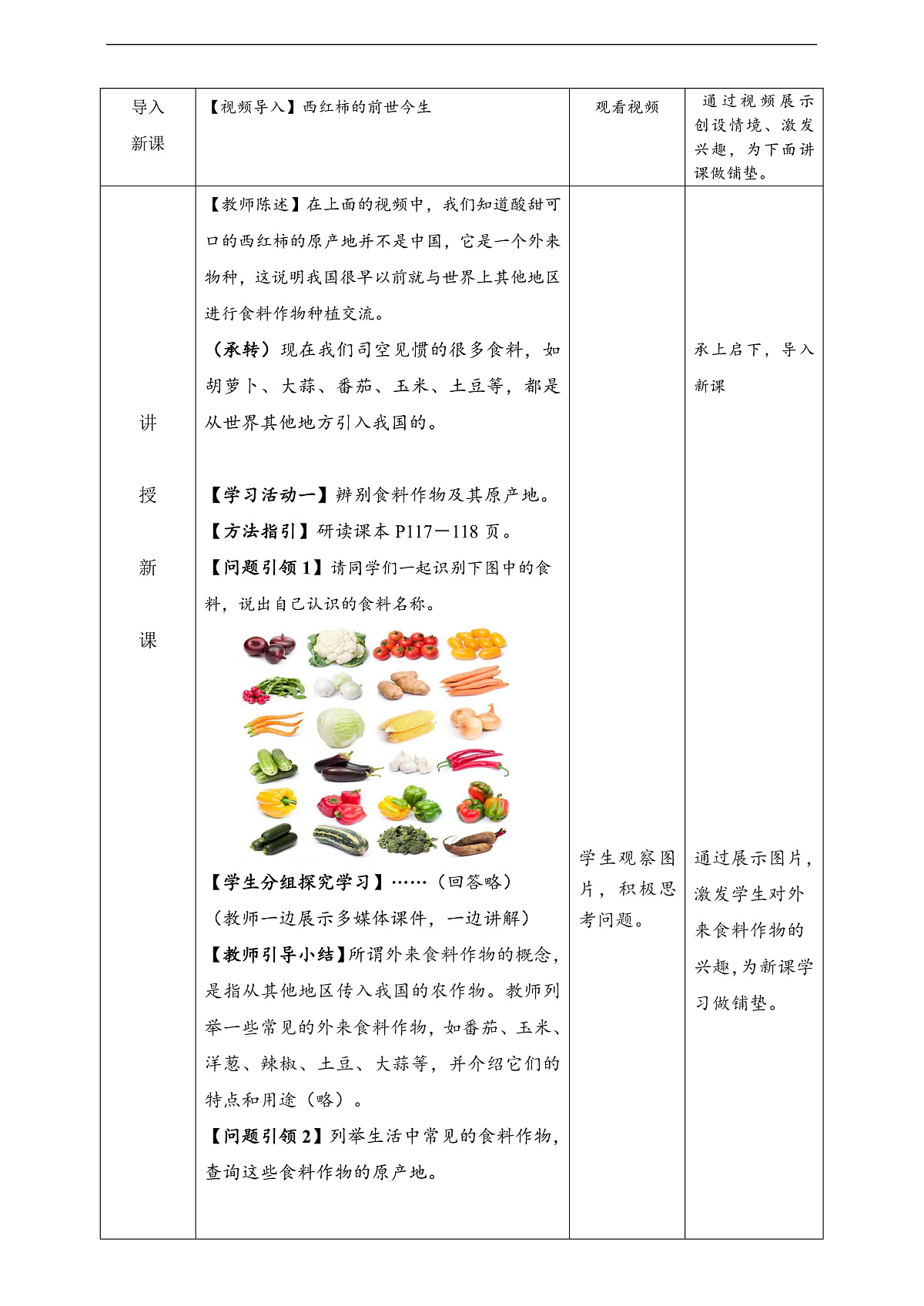 人教版(新课标)地理七上第六章 跨学科主题学习——《探索外来食料作物传播史》教学设计(表格式)第2页