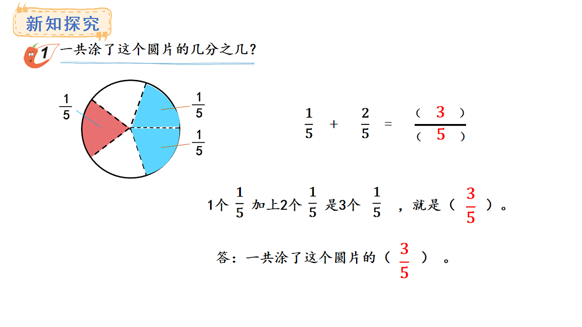 西师大版数学三年级上册5.3 同分母分数的加减法(课件)第4页