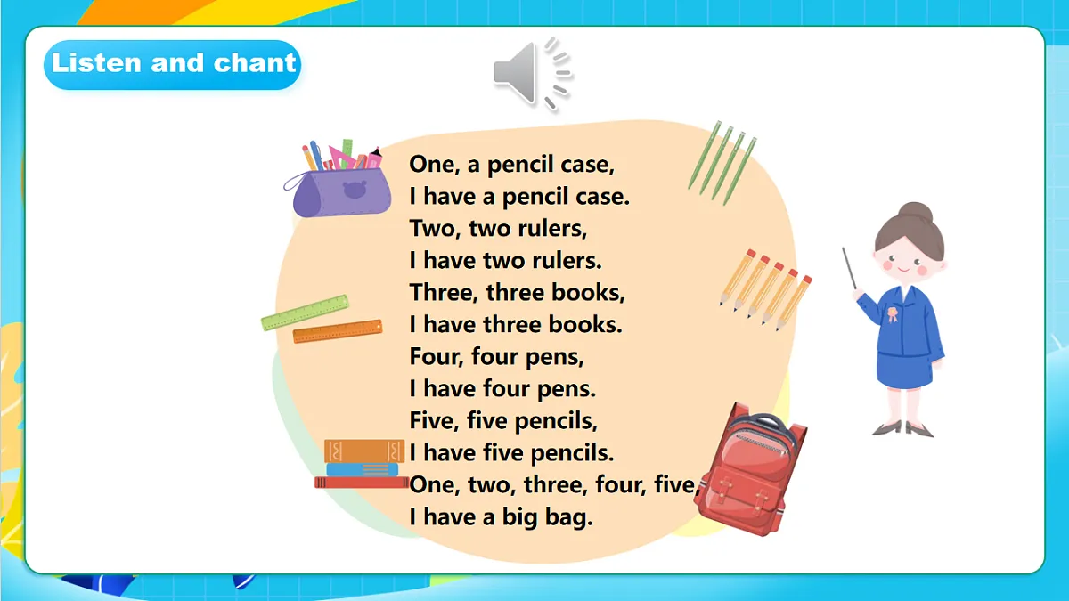 粤教沪外教版三上Unit 4 《My tidy bag》 Lesson 1 I have a big bag 课件第6页