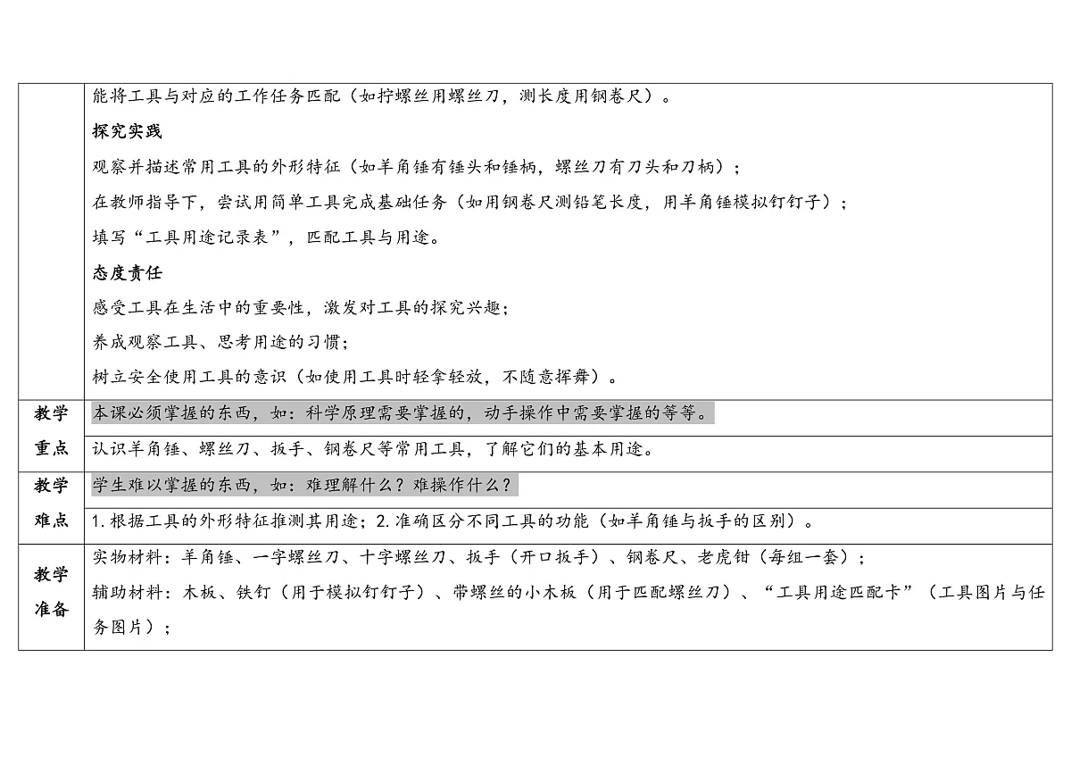 4-1《认识常见的工具》(表格式教案)2025-2026学年苏教版二年级科学上册第2页