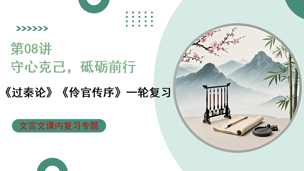 2026年高考语文文言文·阅读一轮复习 第08讲《过秦论》《五代史伶官传序》 复习课件第1页