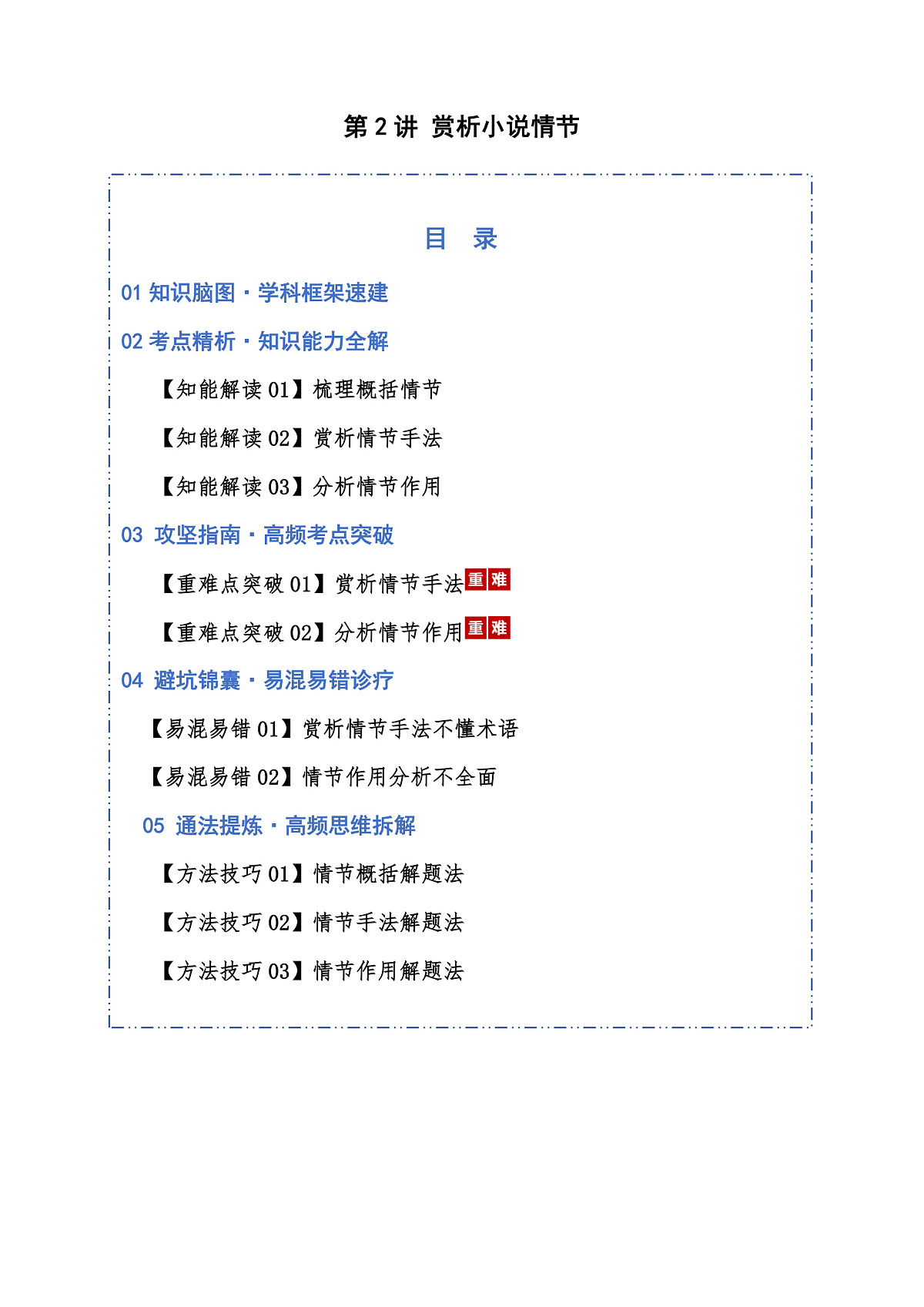 2026年高考语文小说阅读一轮复习 第02讲 赏析小说情节(知识清单)原卷版第1页
