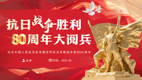 红色党政风抗日战争胜利80周年阅兵课件