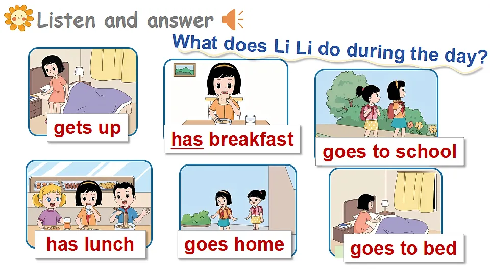 Lesson 2 She has breakfast at 7:40 a.m第4页