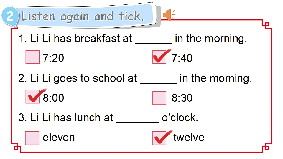 Lesson 2 She has breakfast at 7:40 a.m第6页