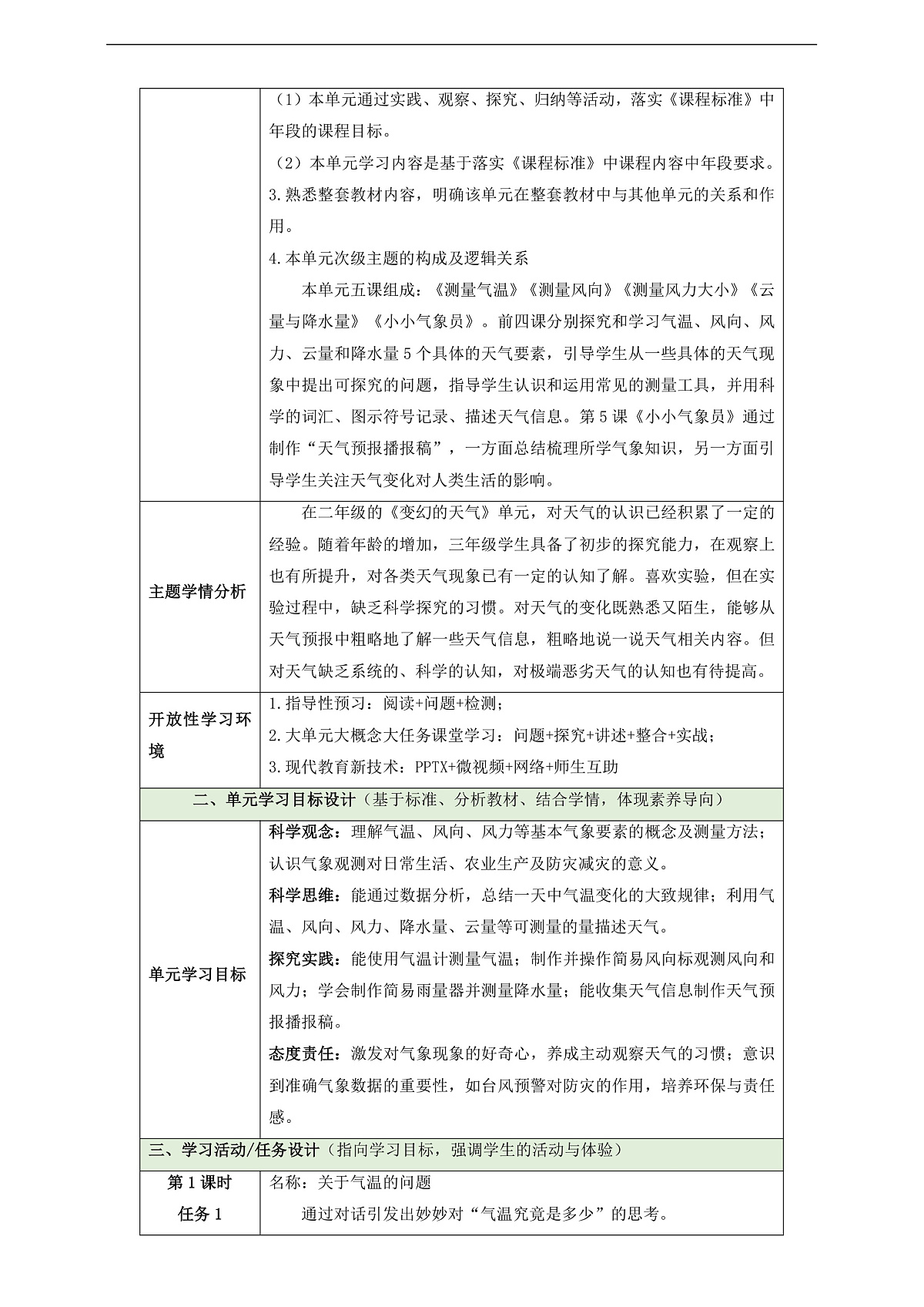 【教学评一体化】第一单元《气象观测》单元整体设计第2页