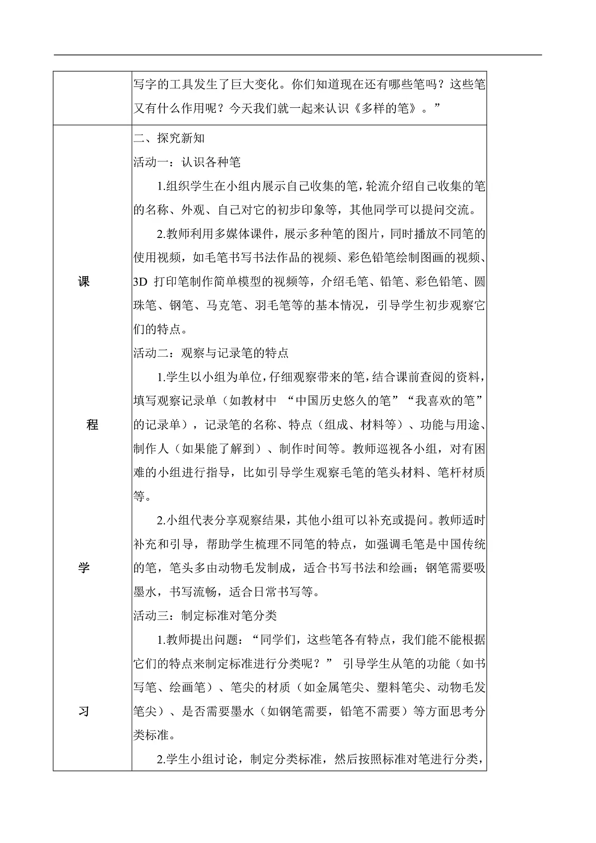 3.8 多样的笔(教学设计)科学冀人版二年级上册(新教材)第2页