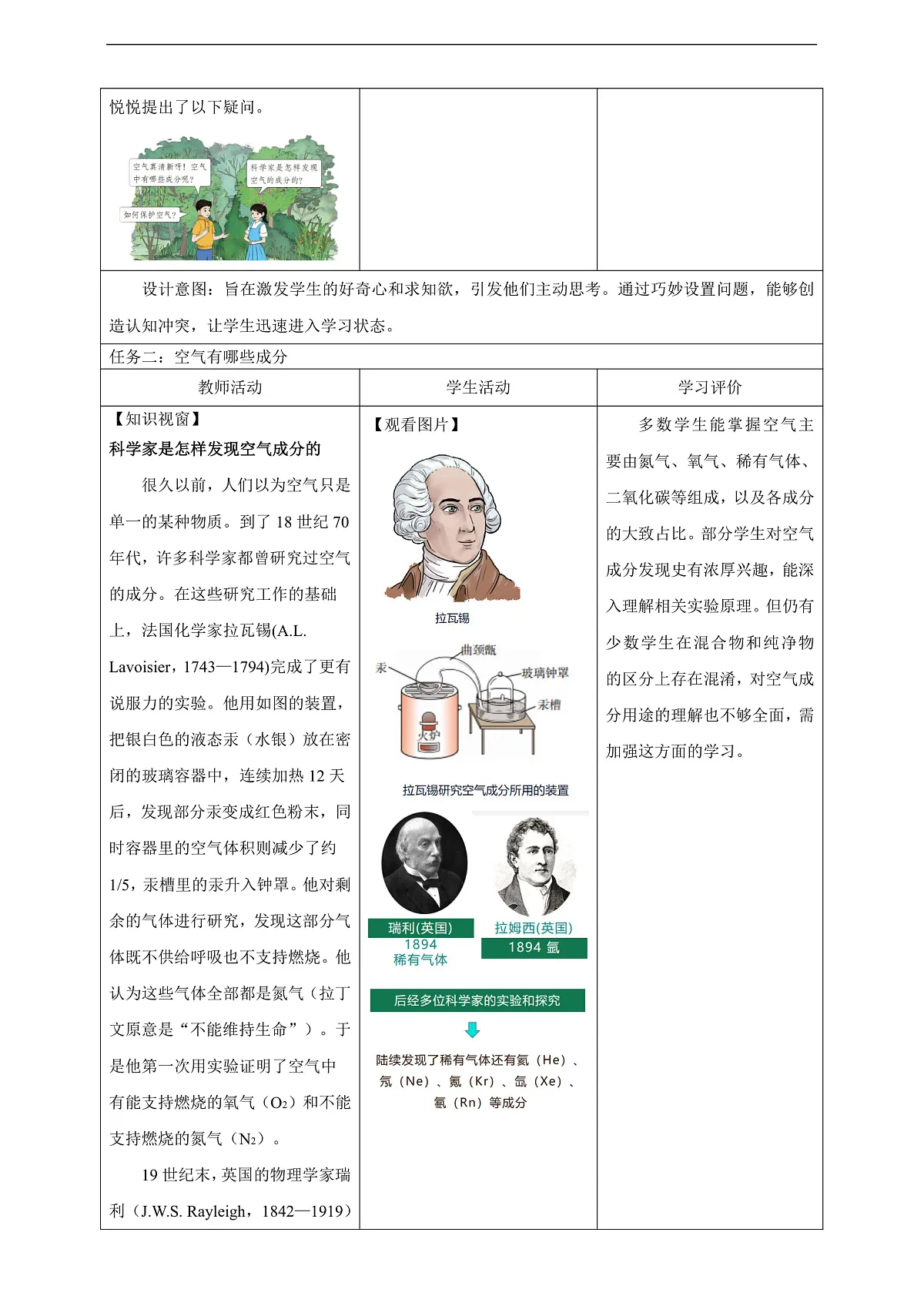 【大单元教学】2.1 空气的成分 教学设计第3页