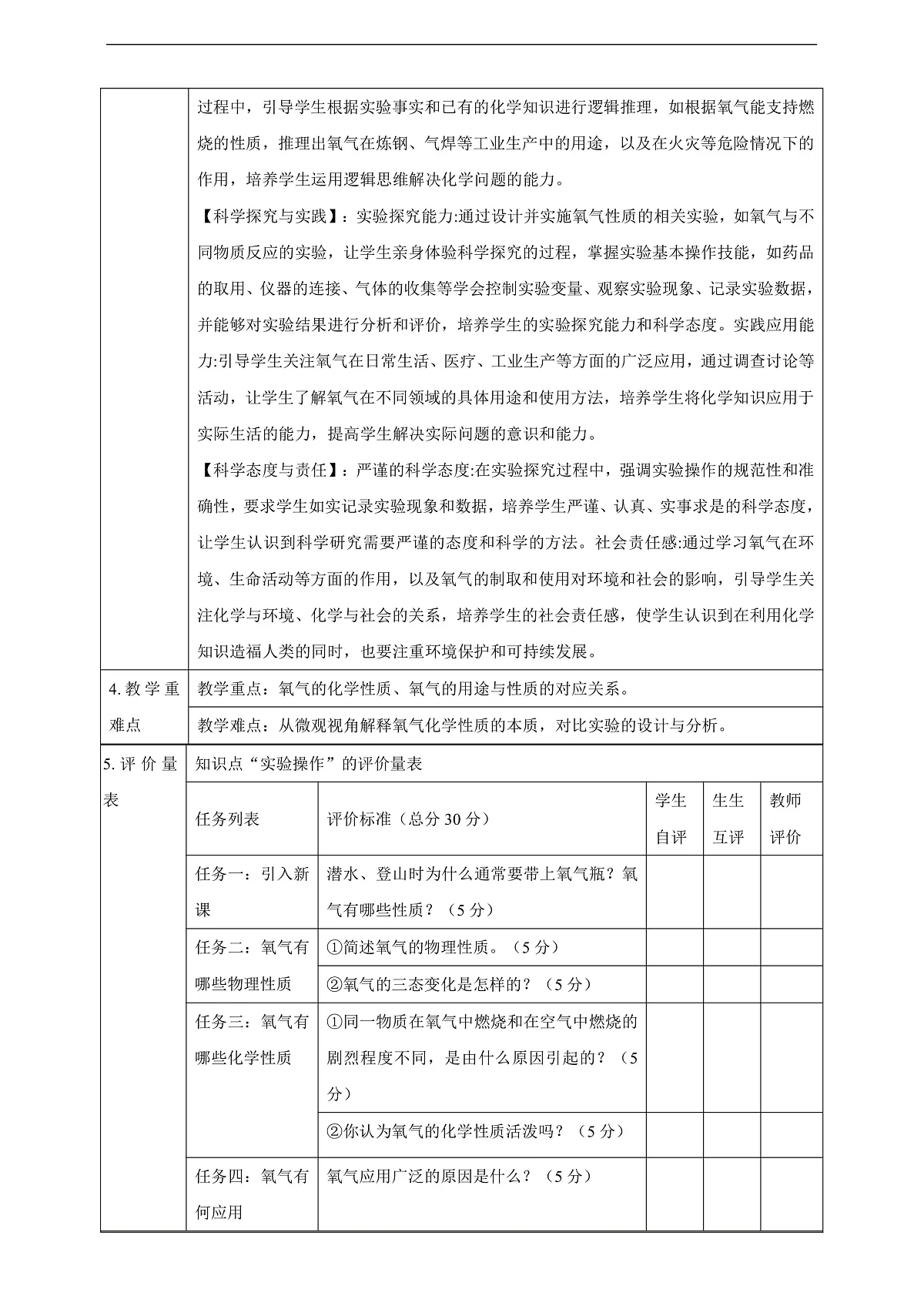 【大单元教学】3.1 氧气的性质和用途 教学设计第2页