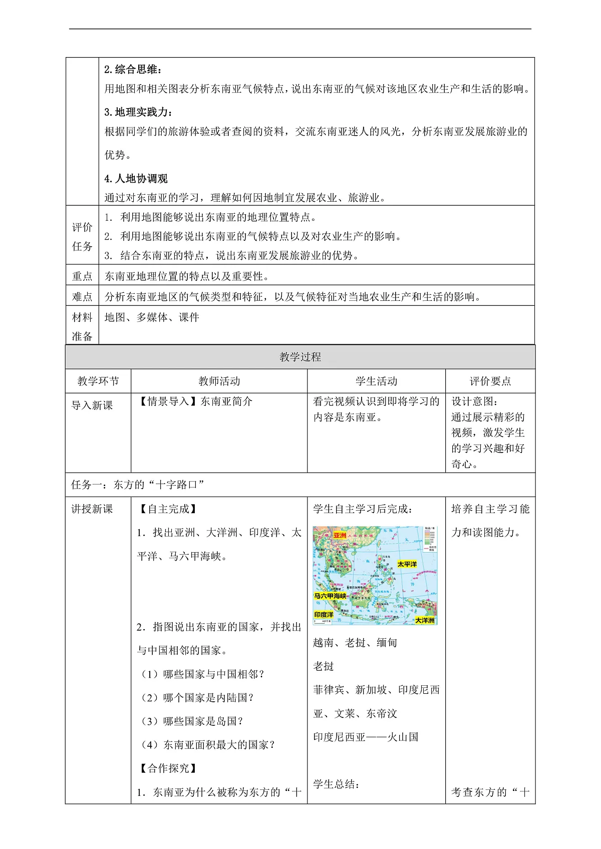7.1东南亚 教学设计第2页