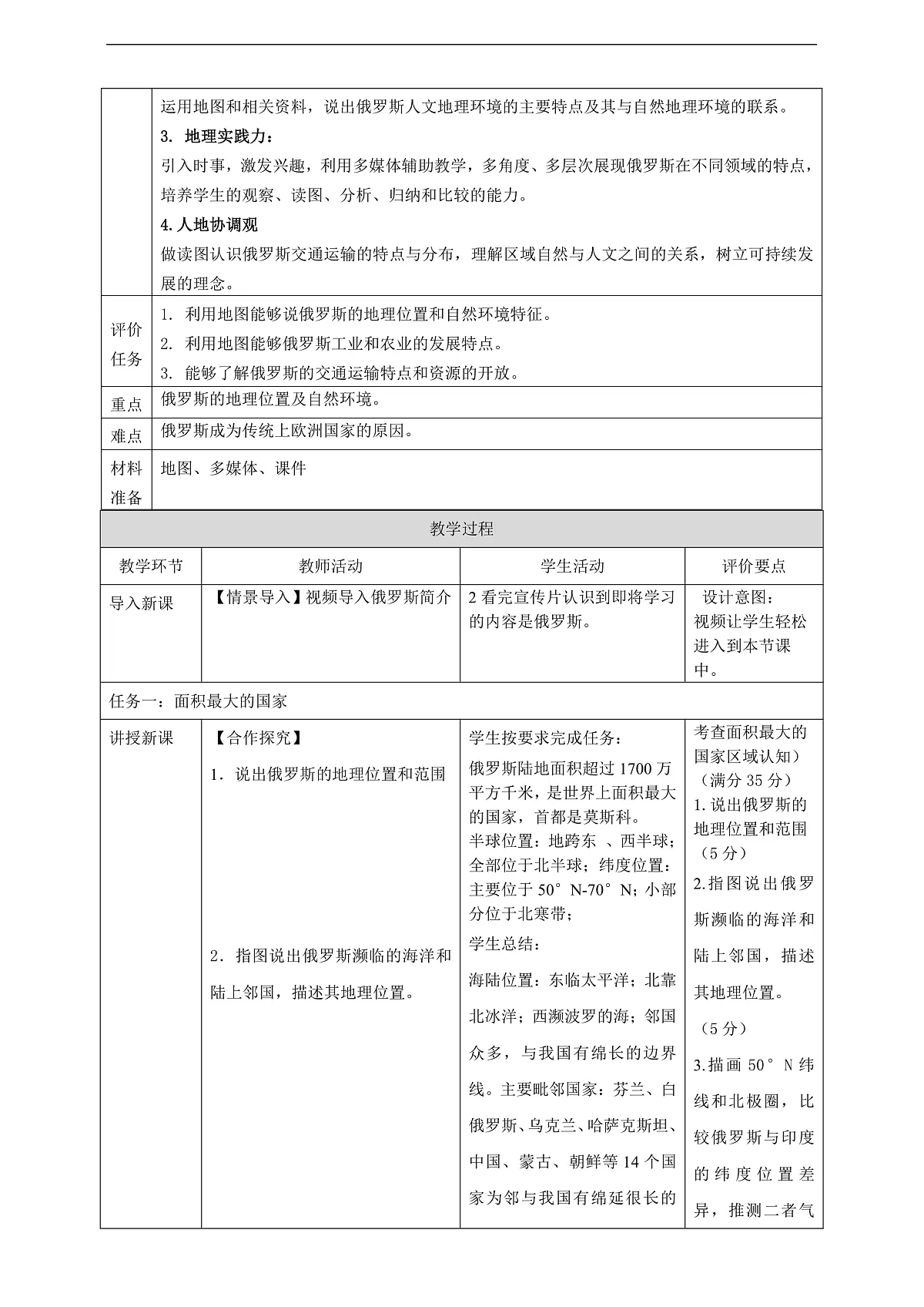 8.3俄罗斯 教学设计第2页