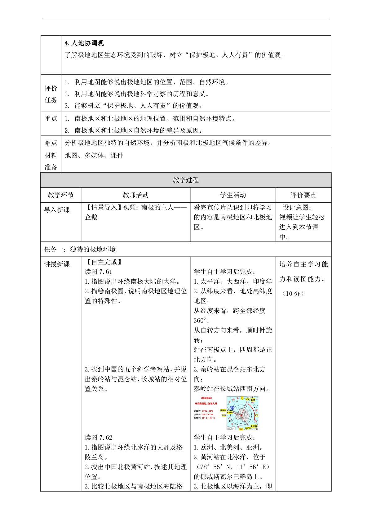 7.5南极地区和北极地区 教学设计第3页