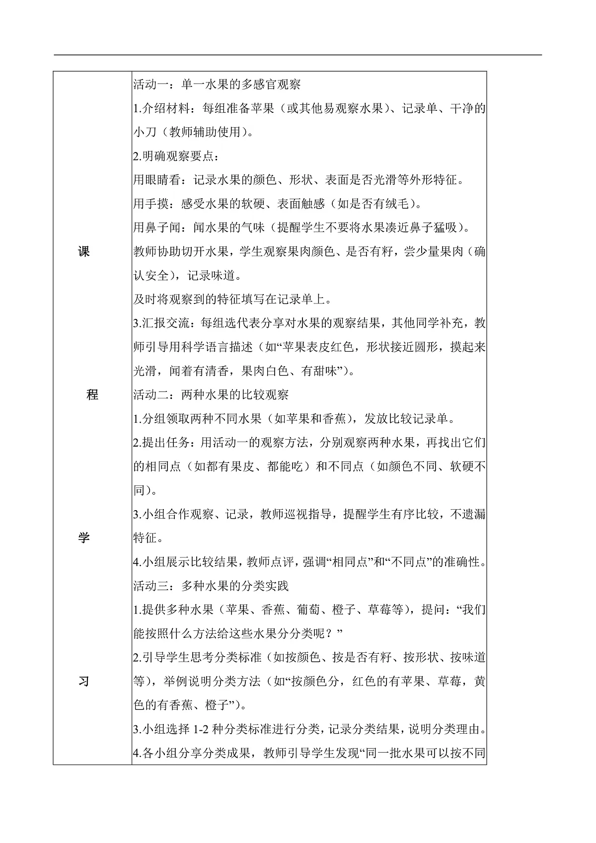 2.5 观察水果(教学设计)科学人教鄂教版一年级上册(新教材)第2页