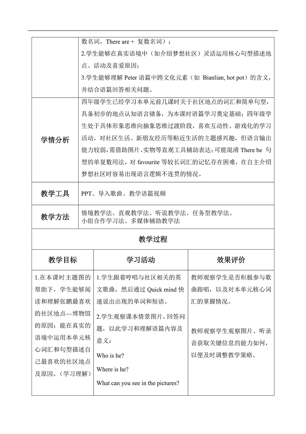 Unit 3 第6课时 Part B Read and write&Part C (教学设计)英语人教PEP版四年级上册(新教材)第3页